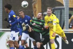 Testspiel FC Schalke 04 -  Preußen Münster
18.01.2020
Foto: S. Sanders

Heinz Mörschel (Münster), Malick Thiaw, Jan Löhmannsröben, Maximilian Schulze Niehues (Münster)