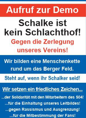 Demo: Schalke ist kein Schlachthof – gegen die Zerlegung unseres Vereins!