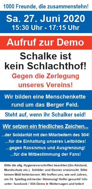 Demo: Schalke ist kein Schlachthof – gegen die Zerlegung unseres Vereins!